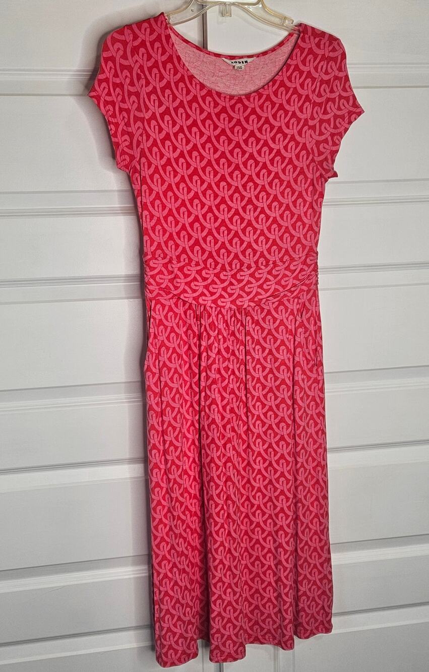 Boden Amelie Pink Geometric Print Jersey Dress 6 Long